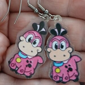 New Flintstones Baby Dino Acrylic Dangle Drop Earrings Dinosaur